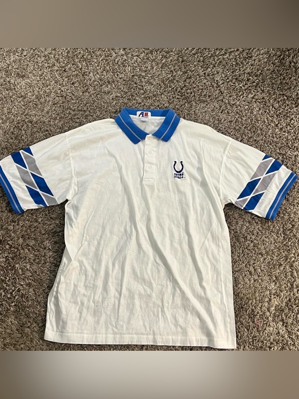 Colts White & Blue Polo Shirt. Size XL
